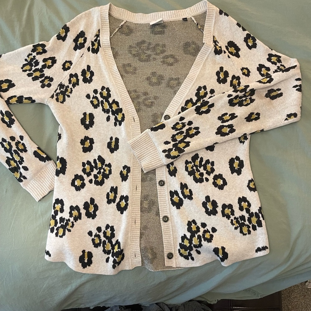 CABI cream & floral cardigan